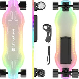 isinwheel V6 Pro Electric Skateboard with Pedal Lights & Remote Control