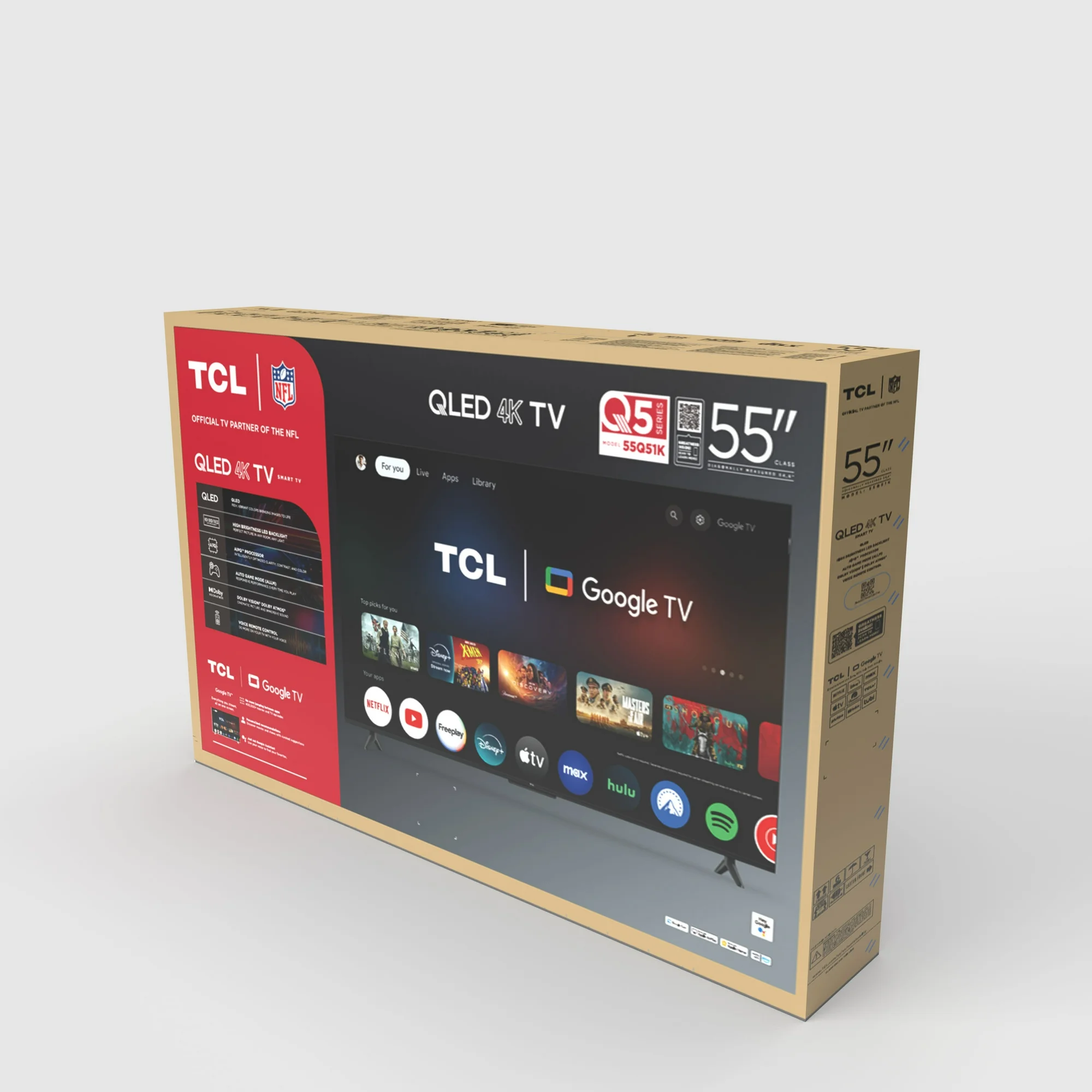 TCL 55" Q Series (NEW 2025) 4K UHD HDR QLED Smart TV with Google TV – Dolby Vision, Dolby Atmos, Motion Rate 120, HDR 10+, Auto Game Mode - 55Q51K